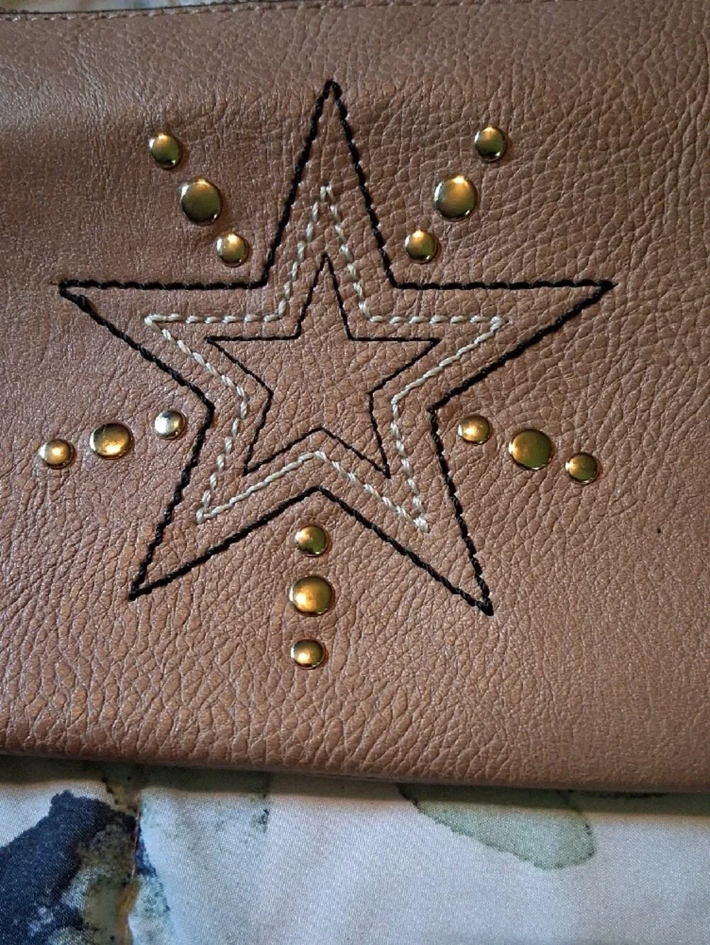 Cato Taupe Star-Stud Wristlet Clutch